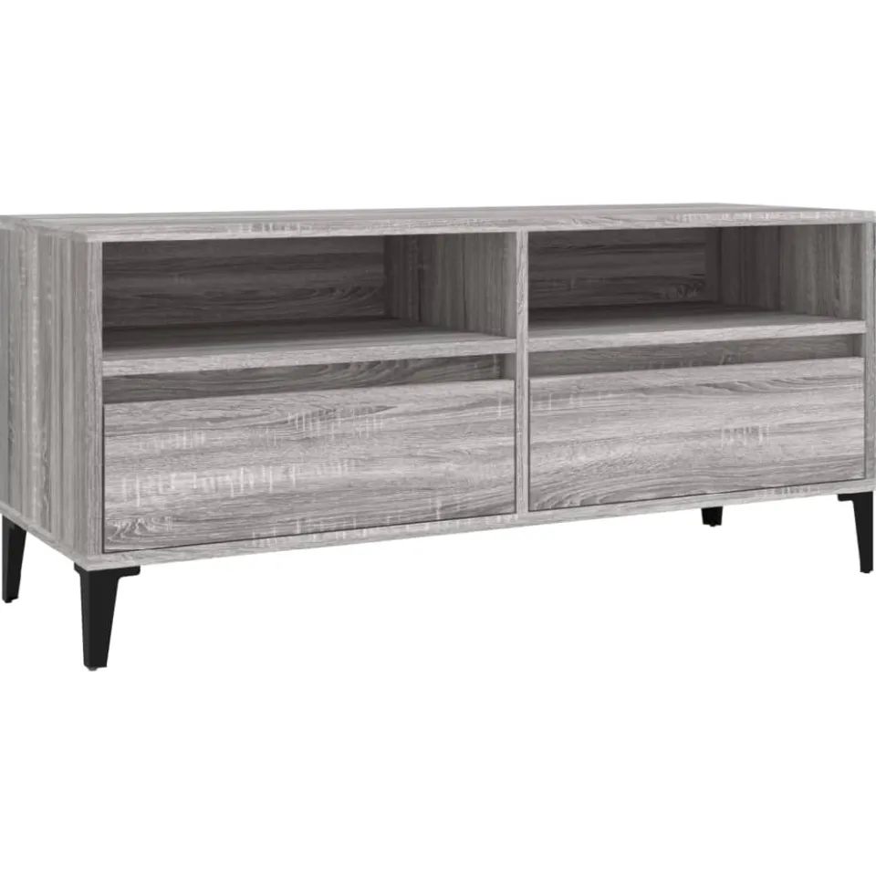 vidaXL Tv-meubel 100x34,5x44,5 cm bewerkt hout grijs sonoma eikenkleur