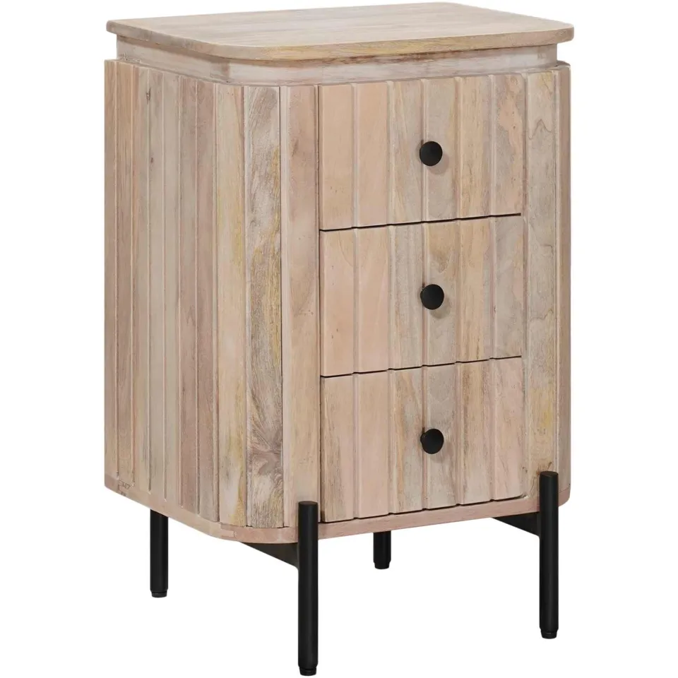 vidaXL Handgemaakt nachtkastje Wit 40 x 30 x 60 cm Massief Mango Hout, foto 3