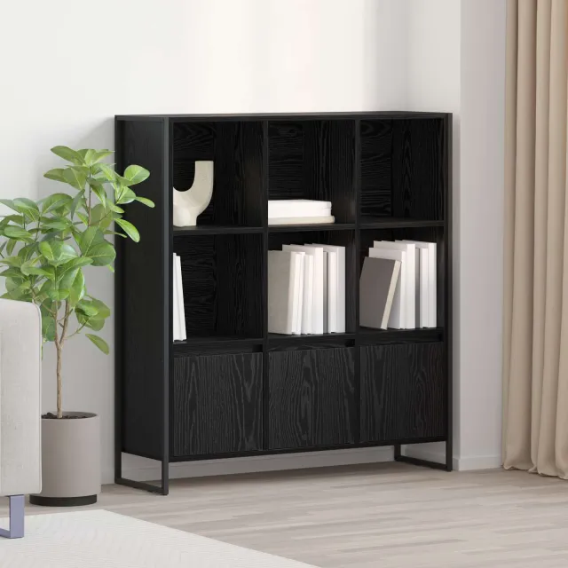 vidaXL Boekenkast 99,5 x 30 x 108 cm Bewerkt hout Zwart Eiken