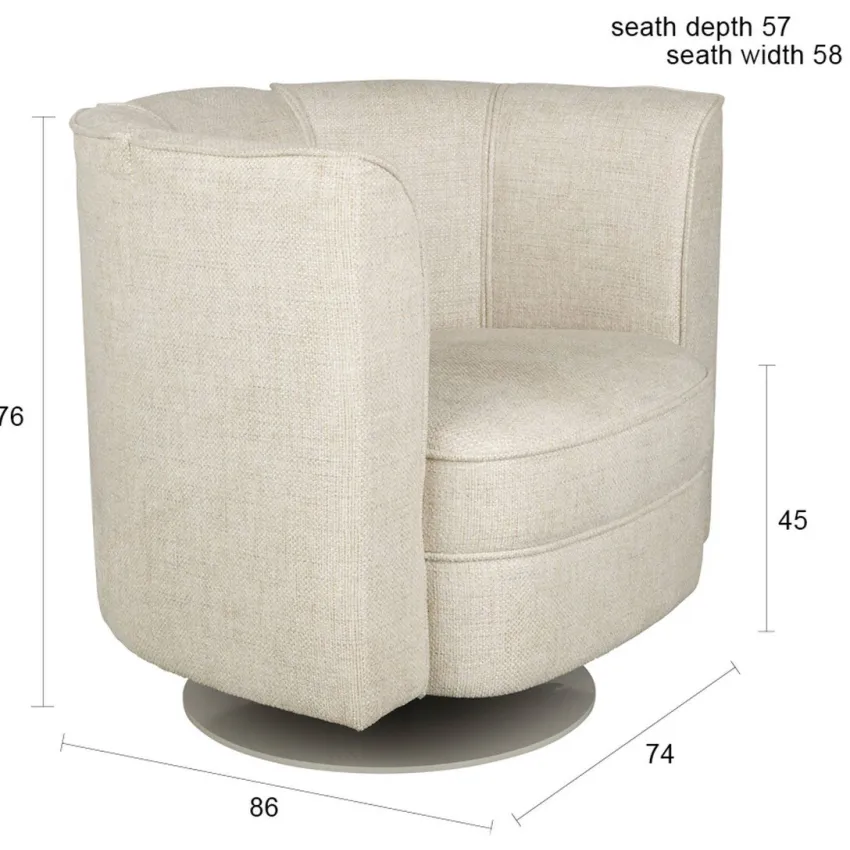 Dutchbone fauteuil Flower beige, foto 4