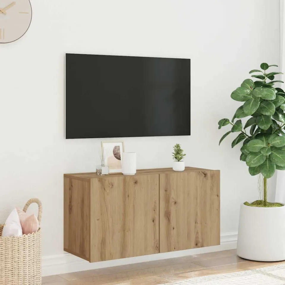 vidaXL Tv-meubel wandgemonteerd 80x30x41 cm artisanaal eikenkleurig, foto 3