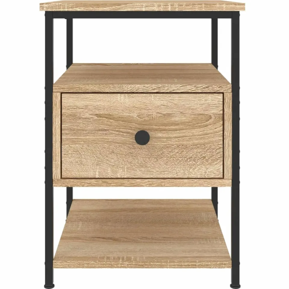 vidaXL Nachtkastje 40x42x56 cm bewerkt hout sonoma eikenkleurig, foto 4