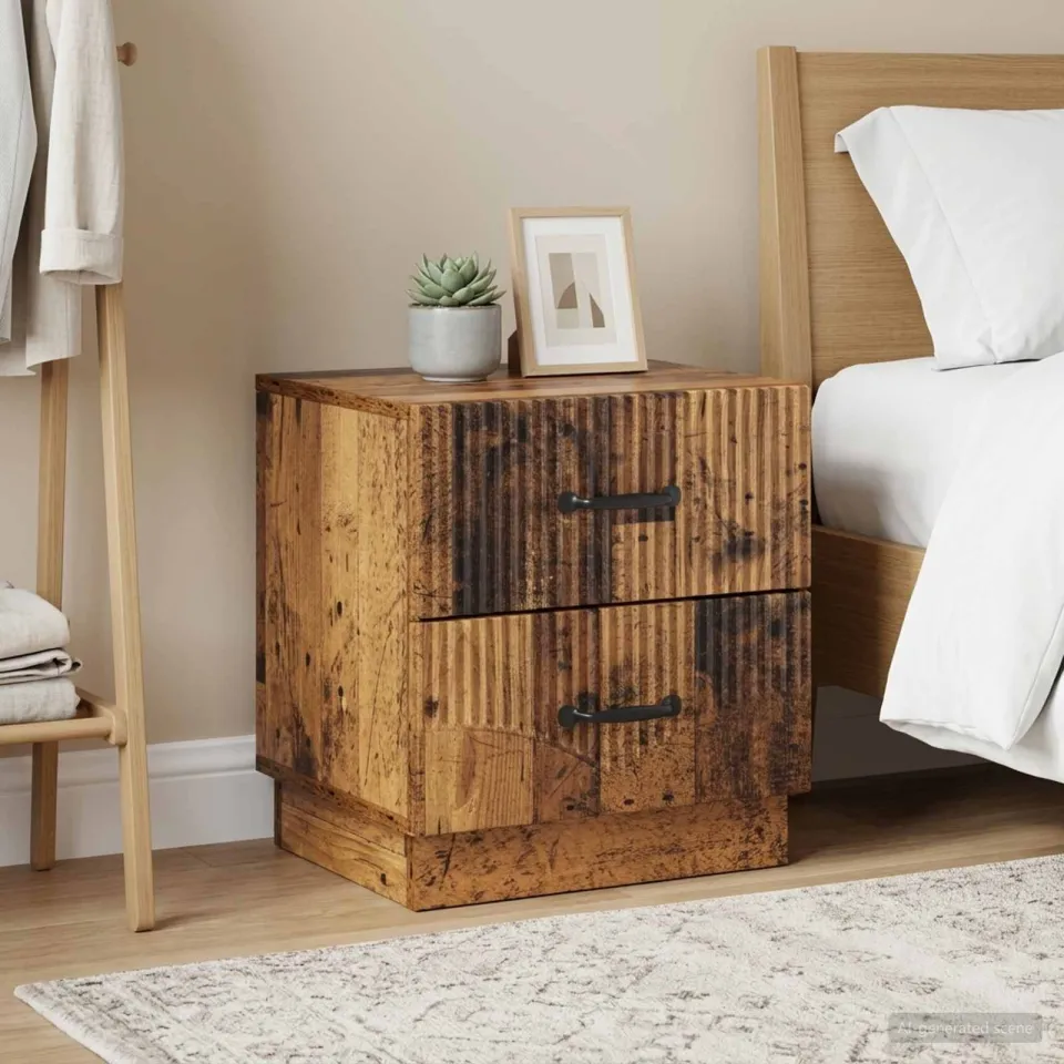 vidaXL Nachtkastje 2 st Oud hout 43 x 34,5 x 44,5 cm Bewerkt hout bruin, foto 4