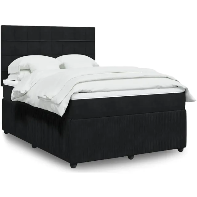 vidaXL Boxspring met matras fluweel zwart 160x200 cm