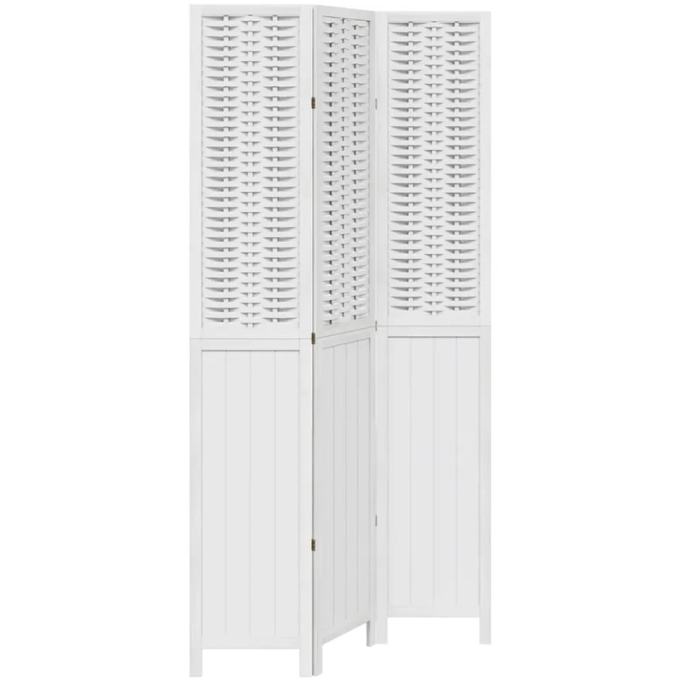 vidaXL Kamerscherm met 3 panelen massief paulowniahout wit