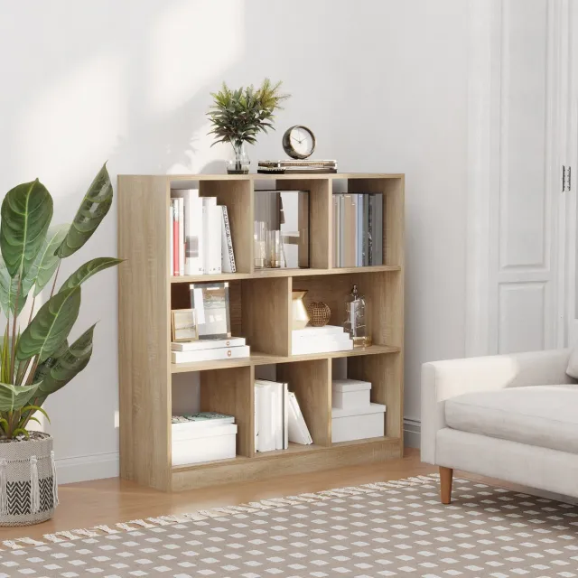 MIVRAY Boekenkast – Open Opbergkast Met Anti Kantelbeveiliging – 97,5 x 30 x 100 cm – Multiplex – Eiken – Woonkamer En Kantoor Oak