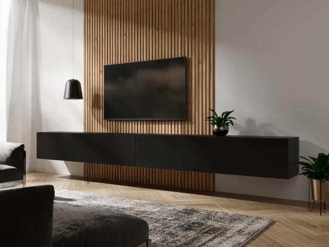 Mobistoxx Tv-meubel KINGSTON 2 klapdeuren 280 cm mat zwart