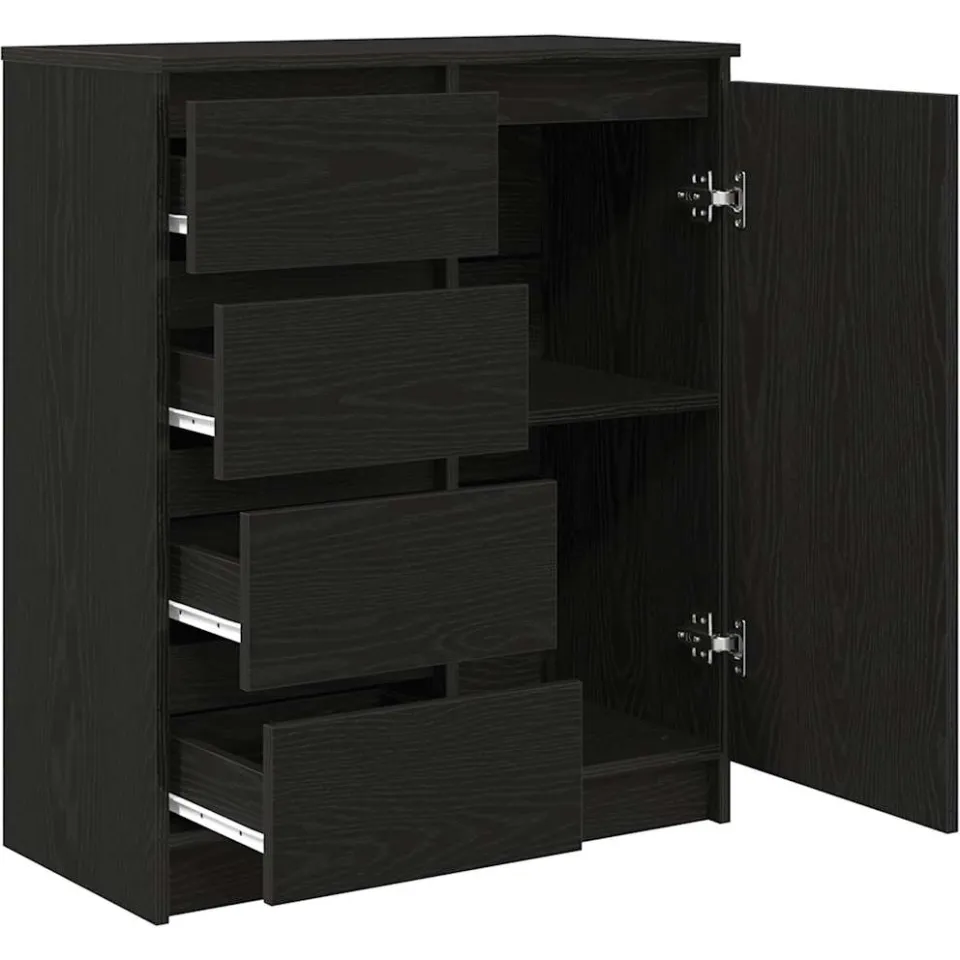 vidaXL Dressoir met lades 71x35x84 cm spaanplaat zwart eikenkleurig, foto 4