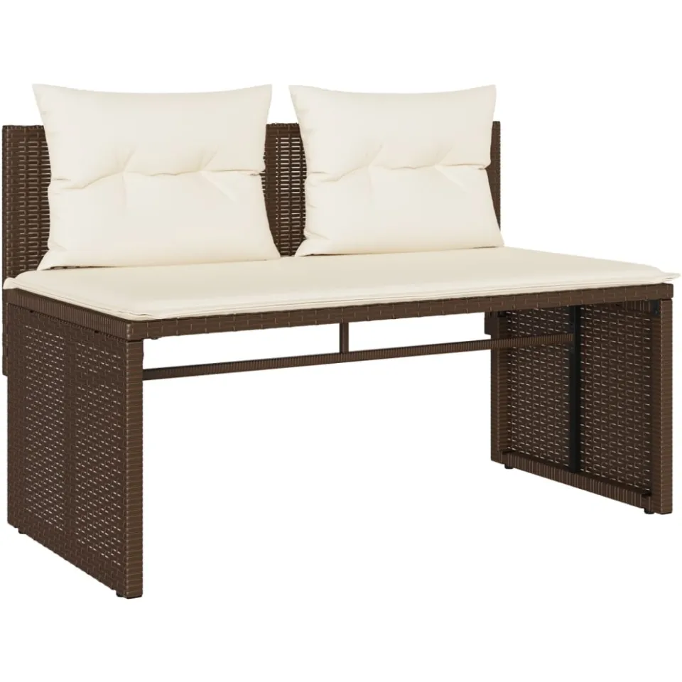 vidaXL 4-delige Loungeset met kussens poly rattan bruin, foto 3