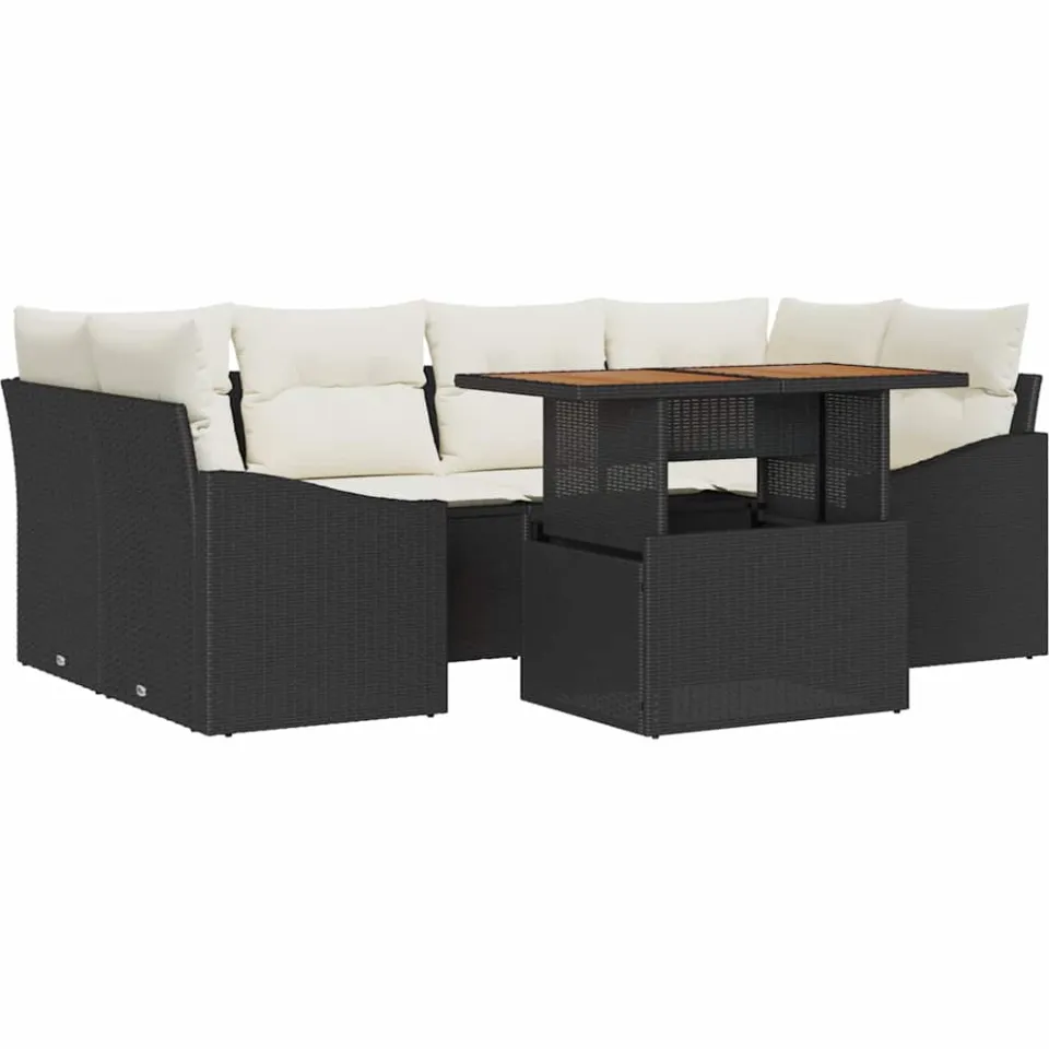 vidaXL Tuin Sofa Set 7 st Zwart Poly riet