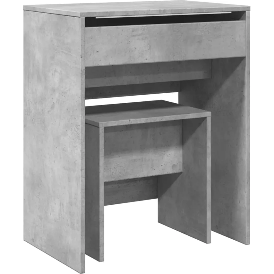vidaXL Kaptafel met krukje 60x40x113,5 cm betongrijs grijs, foto 3