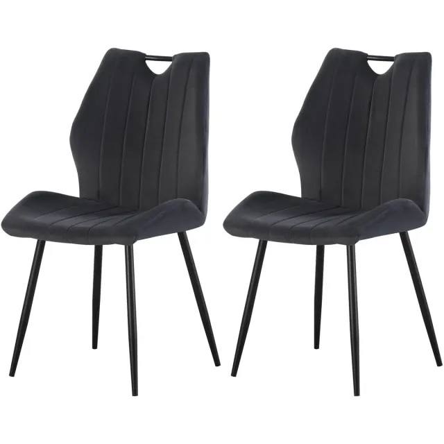 Furnilux Christin stoel set van 2 antraciet - Moderne fauteuil met fluwelen bekleding - 75cm blanc