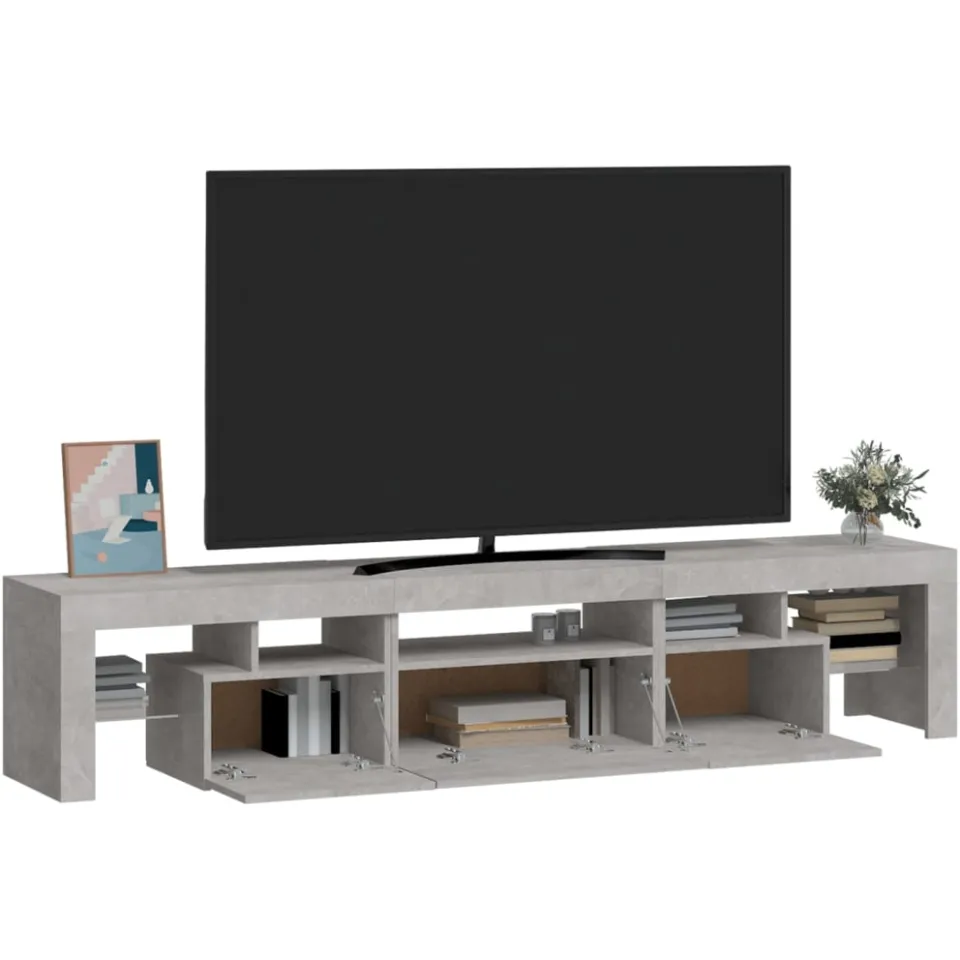 vidaXL Tv-meubel met LED-verlichting 200x36,5x40 cm betongrijs grijs, foto 3