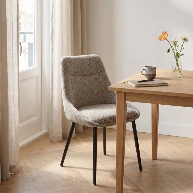 DÉJA Living Eetkamerstoel Malou - Taupe/Zwart - Set van 2