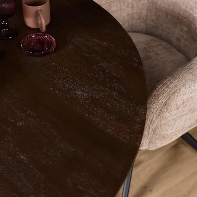 Starfurn Eettafel Madison - Deens Ovaal Bruin/Zwart - 130x130x76cm