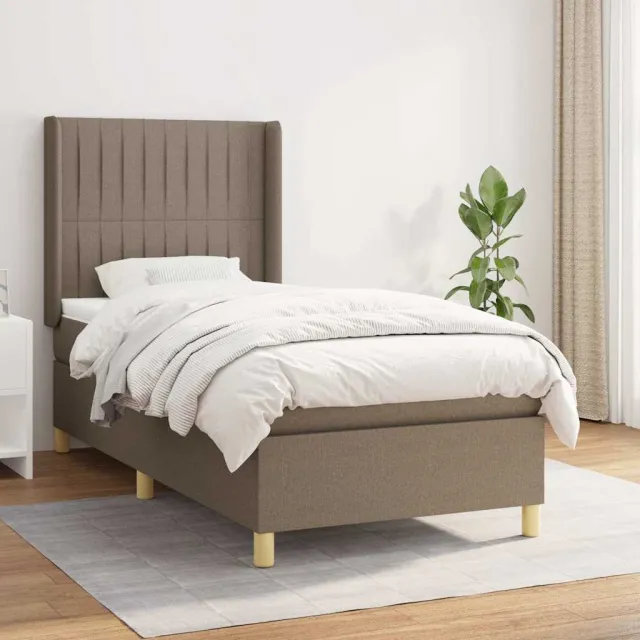 vidaXL Boxspring met matras stof taupe 90x190 cm
