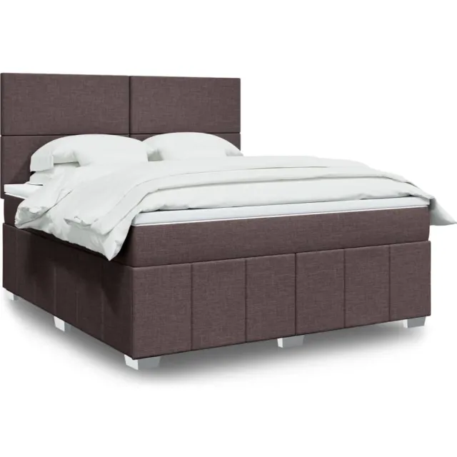 vidaXL Boxspring met matras stof donkerbruin 180x200 cm bruin