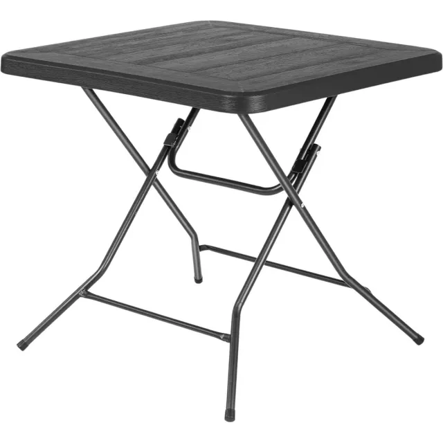 Happiq Klaptafel Valora - Kampeertafel - Picknicktafel - Balkontafel - Tuintafel - Met Stalen Frame - Ideaal voor Feest, Keuken en Woonkamer - 80x80x74 cm Zwart