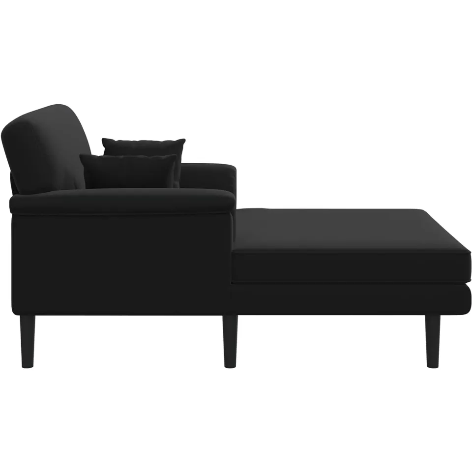 vidaXL Chaise longue Zwart fluweel, foto 4