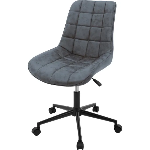 ml-design werkstoel in antraciet met kunstleren zitvlak en metalen onderstel comfortabele draaistoel met rugsteun in hoogte instelbaar 360° roteerbaar met vijf wieltjes ideaal voor thuis kantoor