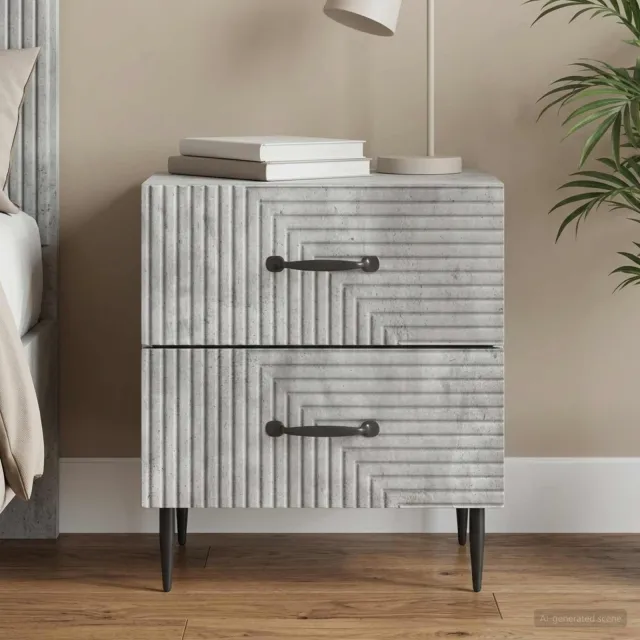 vidaXL Nachtkastje Betongrijs 43 x 34,5 x 47,5 cm Bewerkt hout grijs, foto 2