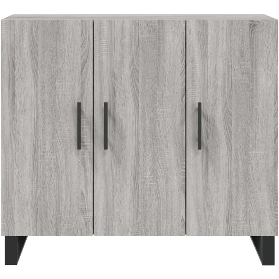 vidaXL Dressoir 90x34x80 cm bewerkt hout grijs sonoma eikenkleurig, foto 4