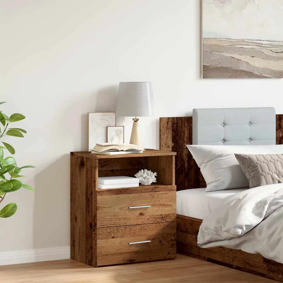 vidaXL Nachtkastje 50x32x60 cm bewerkt hout oud houtkleurig bruin, foto 4