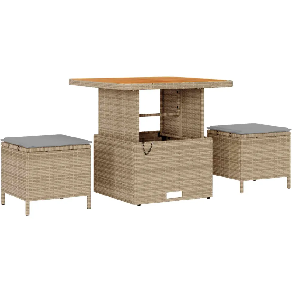 vidaXL Tuinbankenset 11 st Beige poly rattan