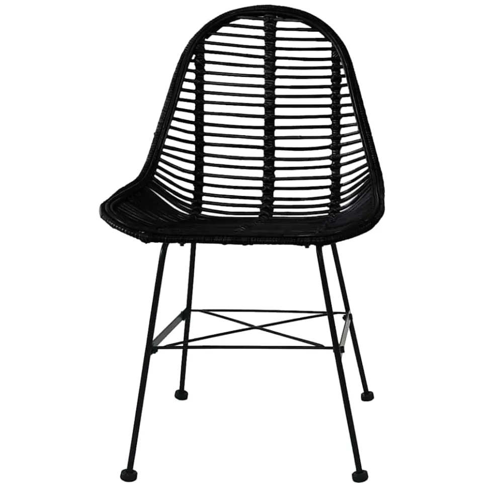 vidaXL Eetkamerstoelen 6 st natuurlijk rattan zwart, foto 3