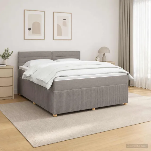 vidaXL Boxspringbed met matras met hoofdeinde Taupe 160 x 200 cm Stof
