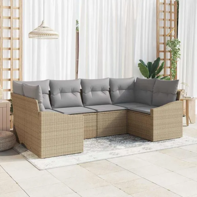 vidaXL Bankstel 6 st Beige poly rattan, foto 2