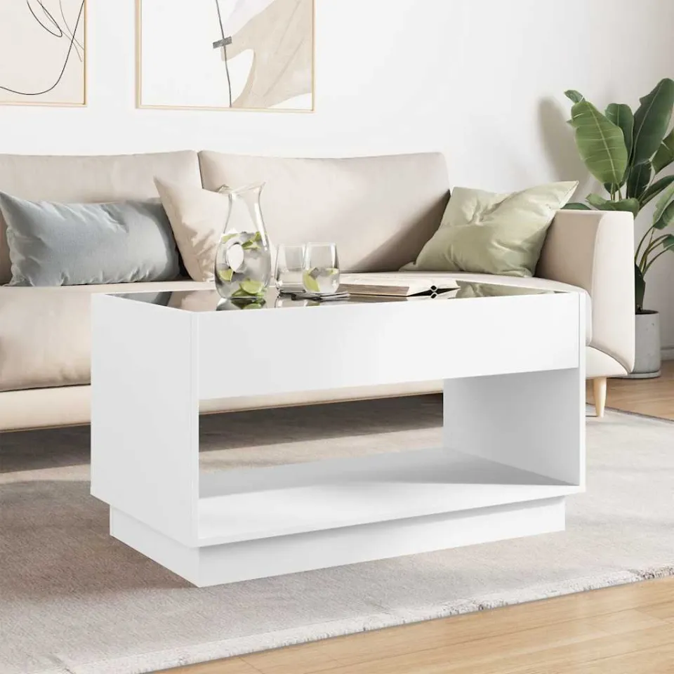 vidaXL Salontafel met Infinity LED 90x50x50 cm wit, foto 4