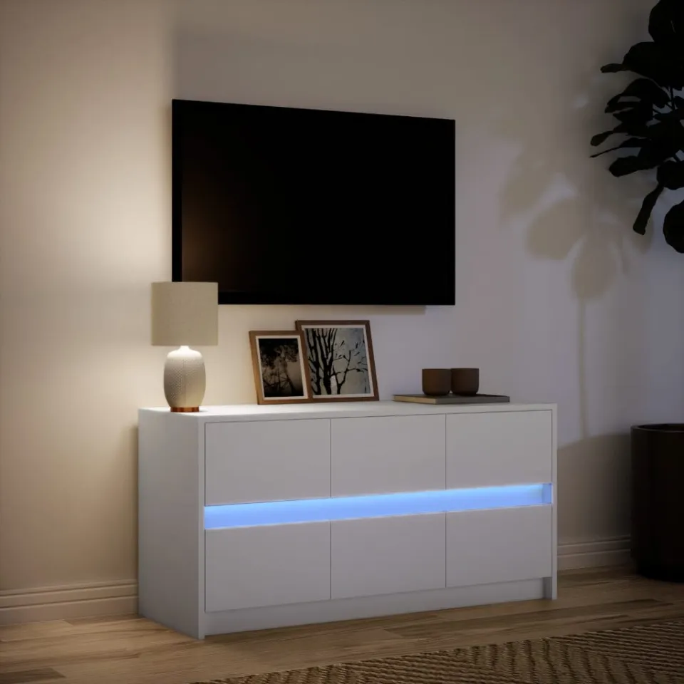 vidaXL Tv-meubel met LED 100x34x50 cm bewerkt hout wit, foto 4