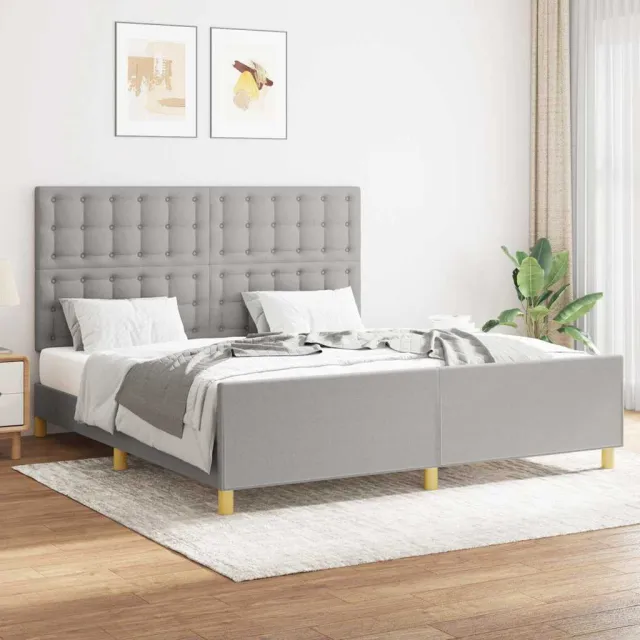 vidaXL Bedframe zonder matras stof lichtgrijs 160x200 cm grijs