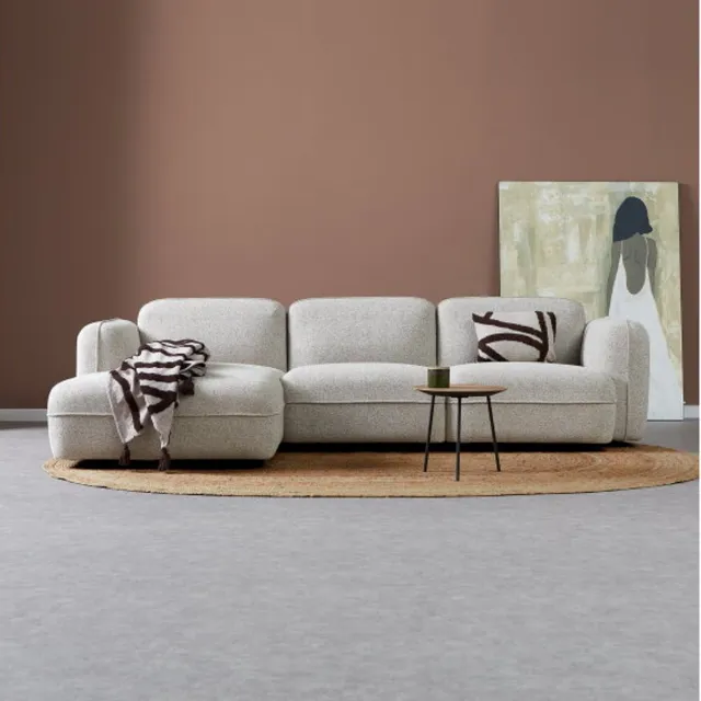 PEPP Interiors DROP hoekbank met chaise longue links - stof Serenity 03 beige - 280x150x75 cm