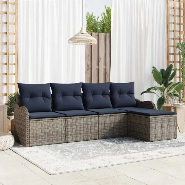 vidaXL Tuin Sofa Set Grijs poly rattan, foto 2