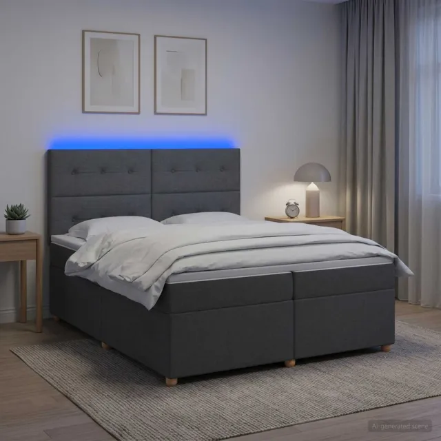 vidaXL Boxspringbed met matras Donkergrijs 200 x 200 cm Stof