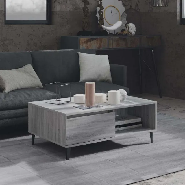 vidaXL Salontafel 90x60x35 cm bewerkt hout grijs sonoma eikenkleurig, foto 2