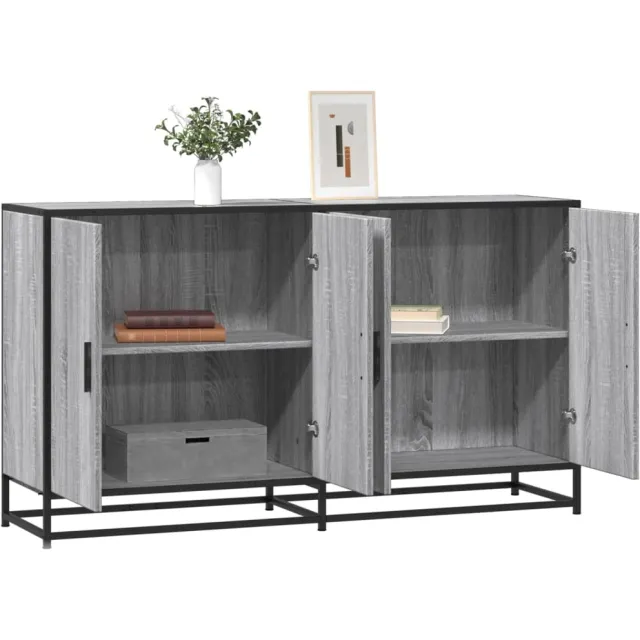 vidaXL Dressoir 134x35x76 cm bewerkt hout grijs sonoma eikenkleurig