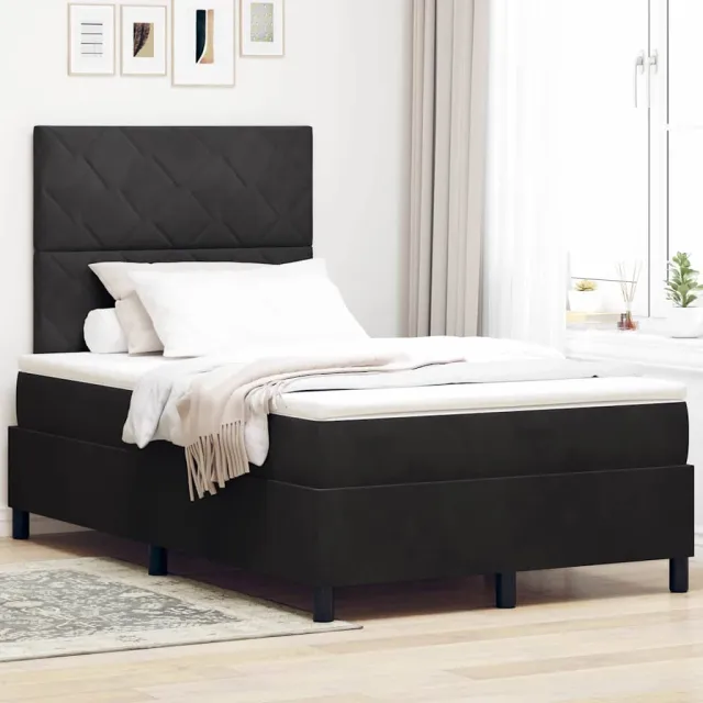 vidaXL LED Box Spring Bed met hoofdeinde Zwart 120 x 190 cm Fluweel