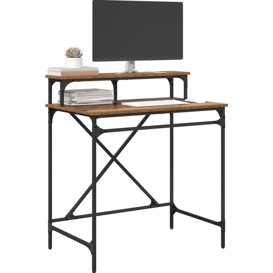 vidaXL Bureau Oud Hout 80 x 50 x 90 cm Bewerkt hout Bruin