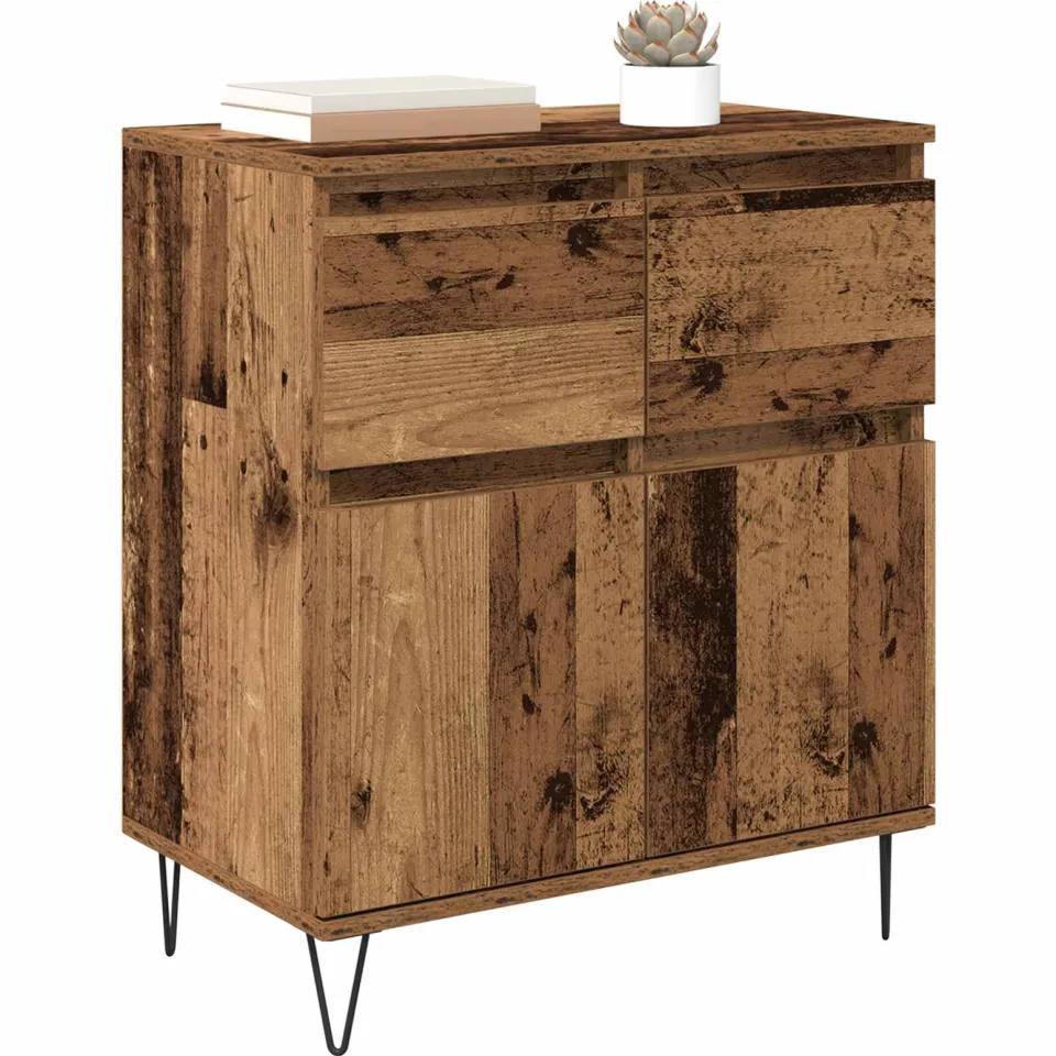 vidaXL Dressoir Oud Hout 60 x 35 x 70 cm Gemonteerd hout en ijzer Bruin
