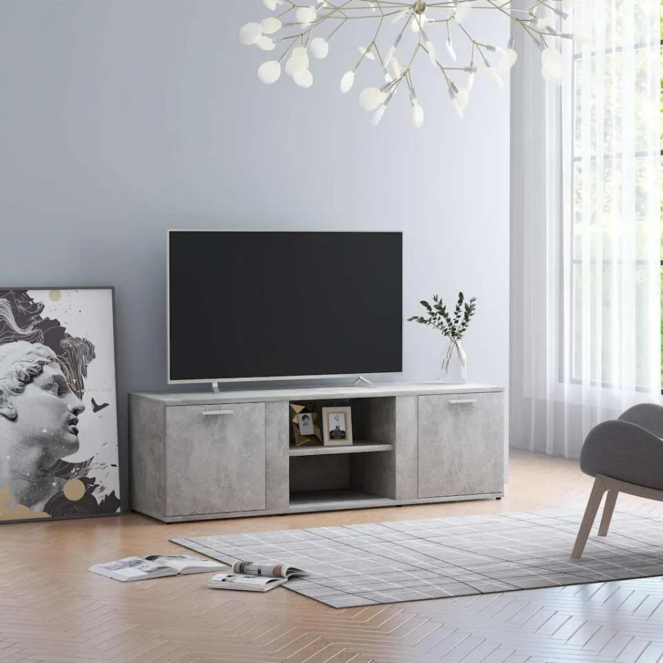 vidaXL Tv-meubel 120x34x37 cm bewerkt hout betongrijs grijs, foto 3