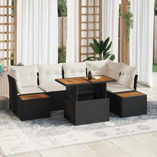 vidaXL Tuin Sofa Set 10 st Zwart Poly riet, foto 2