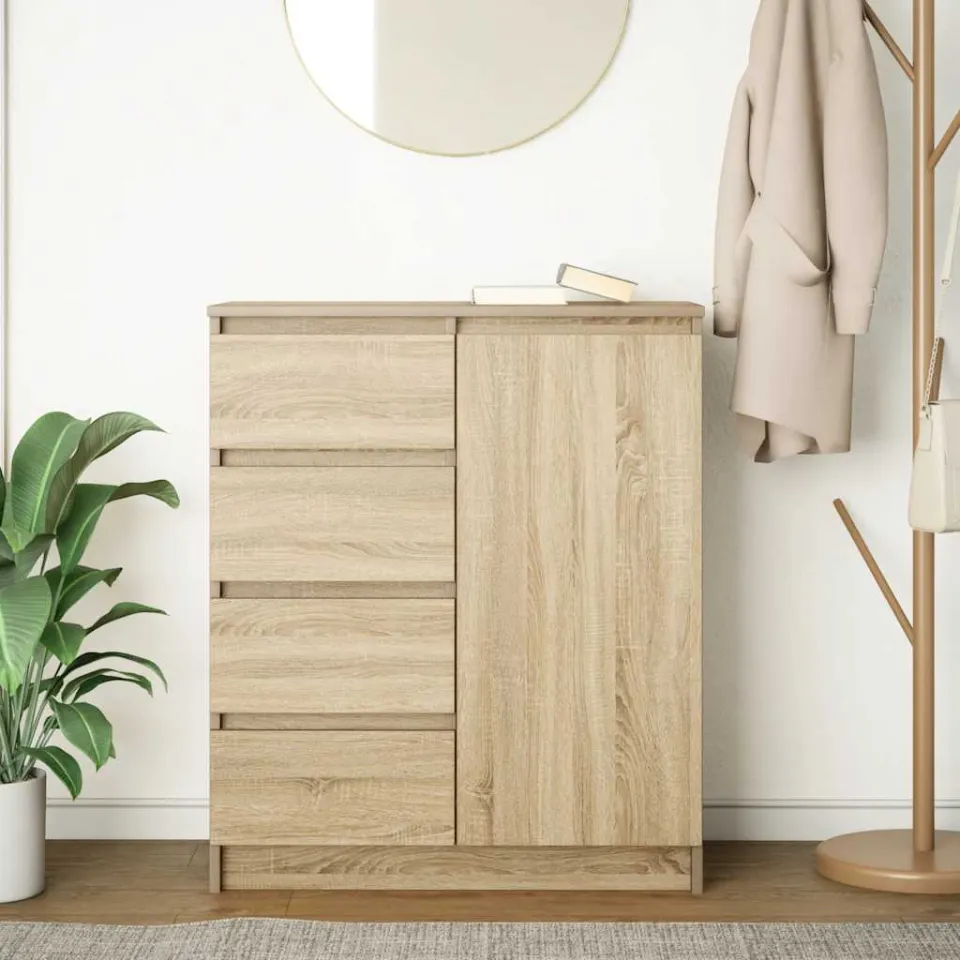 vidaXL Dressoir met lades 71x35x84 cm spaanplaat sonoma eikenkleurig, foto 3