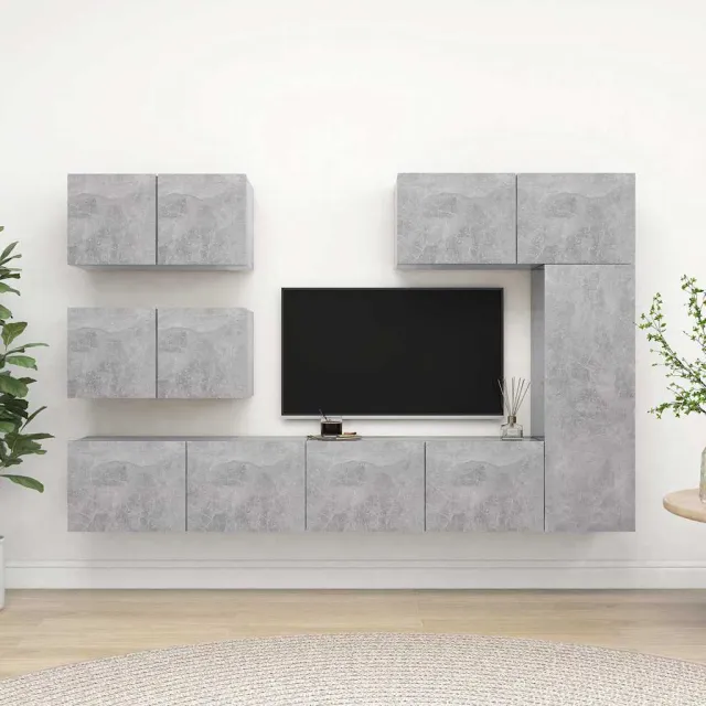 vidaXL 6-delige Tv-meubelset bewerkt hout betongrijs grijs, foto 2