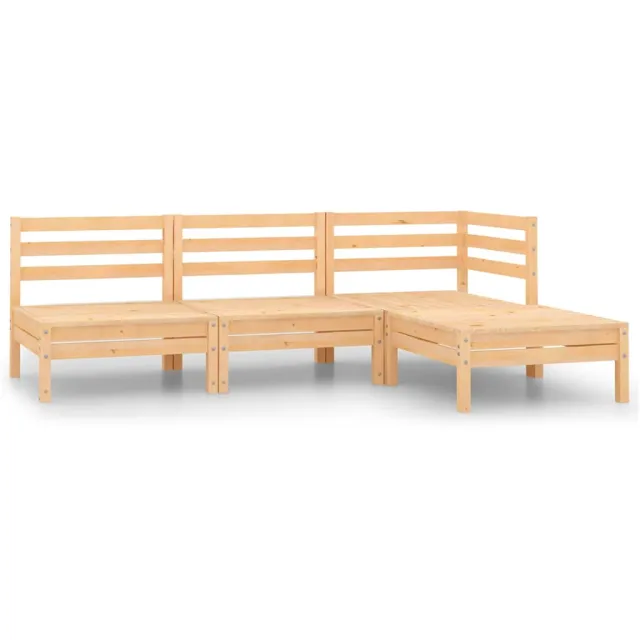 vidaXL 4-delige Loungeset massief grenenhout Bruin