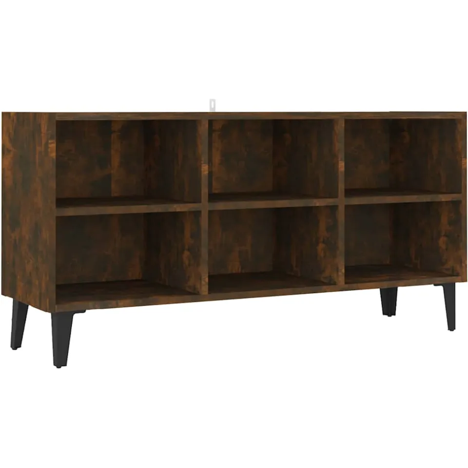 vidaXL Tv-meubel met metalen poten 103,5x30x50 cm gerookt eikenkleurig, foto 3