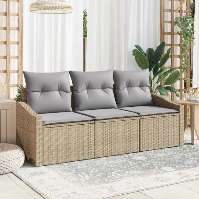 vidaXL Tuinbankenset 3 st Beige en Licht Grijs poly rattan