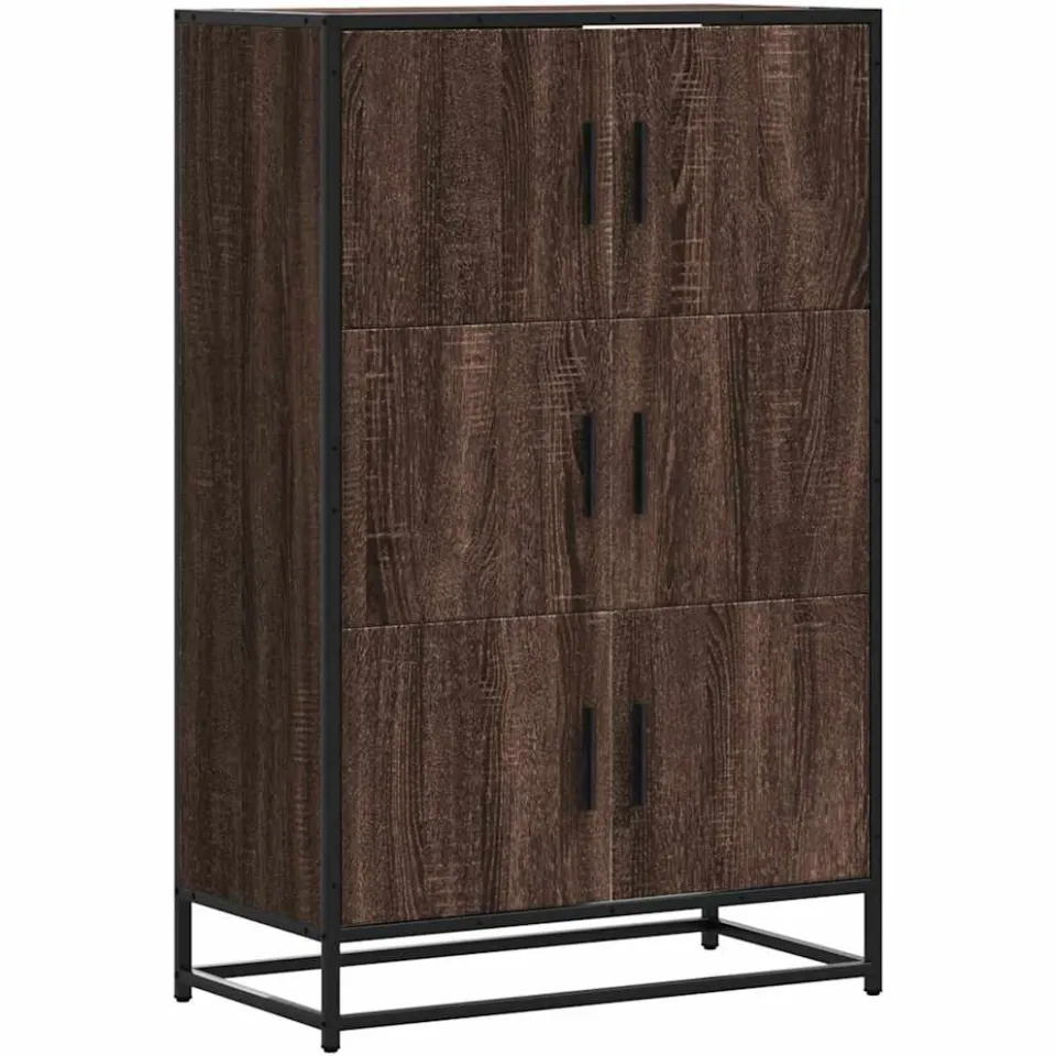 vidaXL Hoge kast 68x35x106,5cm bewerkt hout en metaal bruin eikenkleur, foto 3